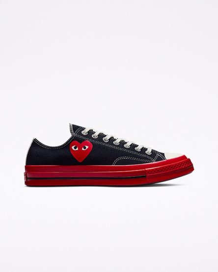 Pánské Boty Nízké Converse x Comme des Garçons PLAY Chuck 70 Černé Červené | CZ HCFM49